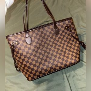 Brown checkered tote bag